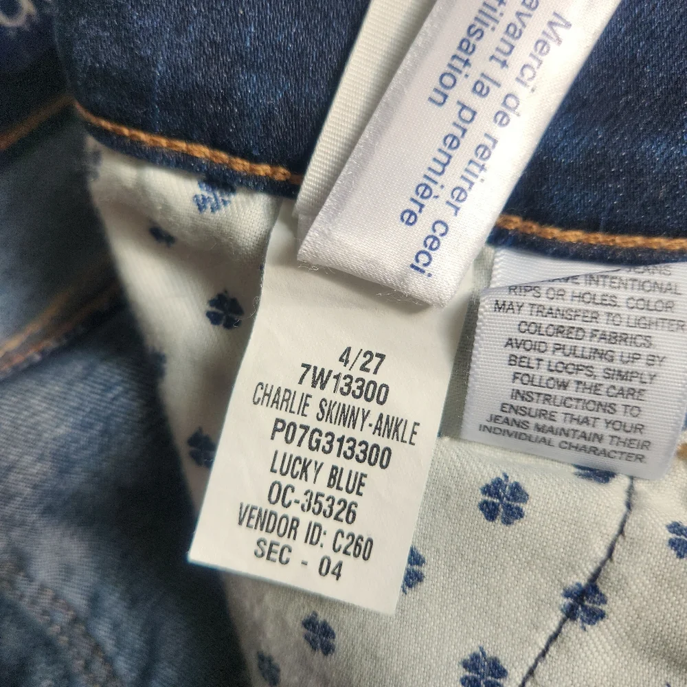 Lucky Brand Charlie Skinny Ankle Jeans 4/27